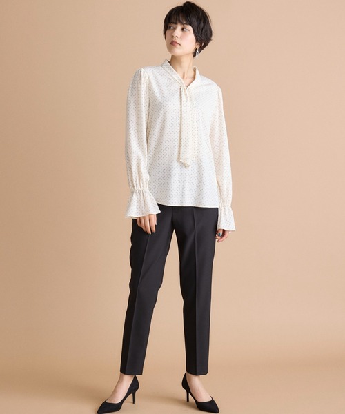 INED CLARO（イネドクラロ）の「【洗えるセットアップ】エシカルメランジ テーパードパンツ（スーツパンツ・レディース・モカ/ブラック・11号/9号/7号）」の13枚目の写真