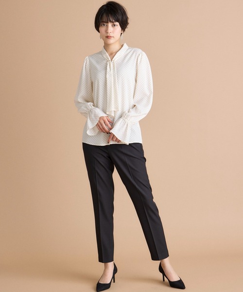 INED CLARO（イネドクラロ）の「【洗えるセットアップ】エシカルメランジ テーパードパンツ（スーツパンツ・レディース・モカ/ブラック・11号/9号/7号）」の14枚目の写真