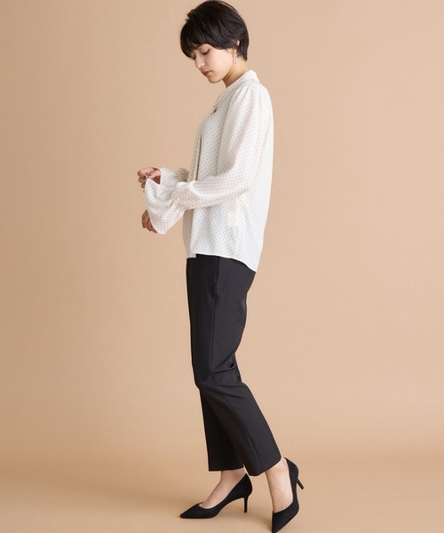 INED CLARO（イネドクラロ）の「【洗えるセットアップ】エシカルメランジ テーパードパンツ（スーツパンツ・レディース・モカ/ブラック・11号/9号/7号）」の15枚目の写真