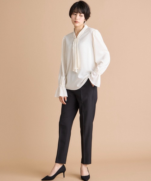 INED CLARO（イネドクラロ）の「【洗えるセットアップ】エシカルメランジ テーパードパンツ（スーツパンツ・レディース・モカ/ブラック・11号/9号/7号）」の16枚目の写真