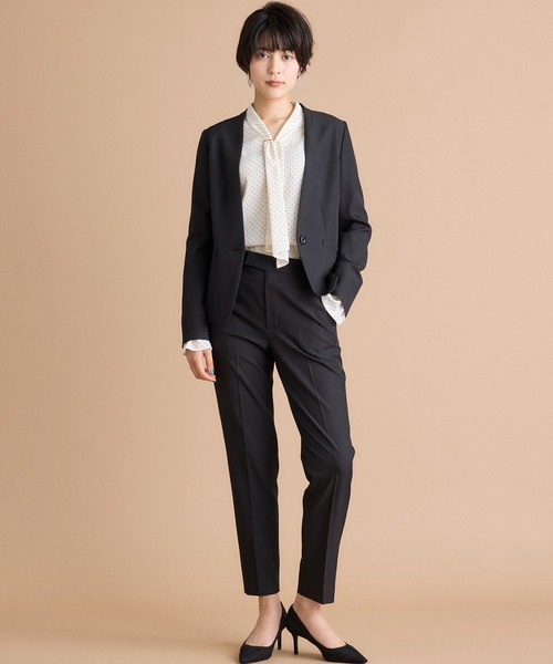 INED CLARO（イネドクラロ）の「【洗えるセットアップ】エシカルメランジ テーパードパンツ（スーツパンツ・レディース・モカ/ブラック・11号/9号/7号）」の17枚目の写真