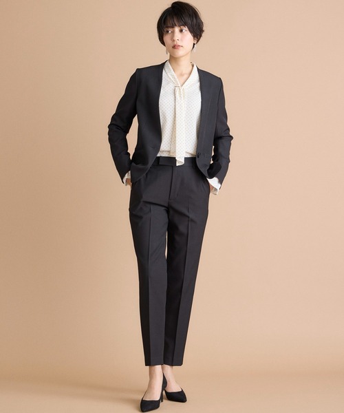 INED CLARO（イネドクラロ）の「【洗えるセットアップ】エシカルメランジ テーパードパンツ（スーツパンツ・レディース・モカ/ブラック・11号/9号/7号）」の18枚目の写真