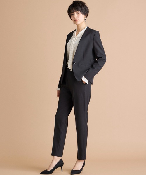 INED CLARO（イネドクラロ）の「【洗えるセットアップ】エシカルメランジ テーパードパンツ（スーツパンツ・レディース・モカ/ブラック・11号/9号/7号）」の19枚目の写真