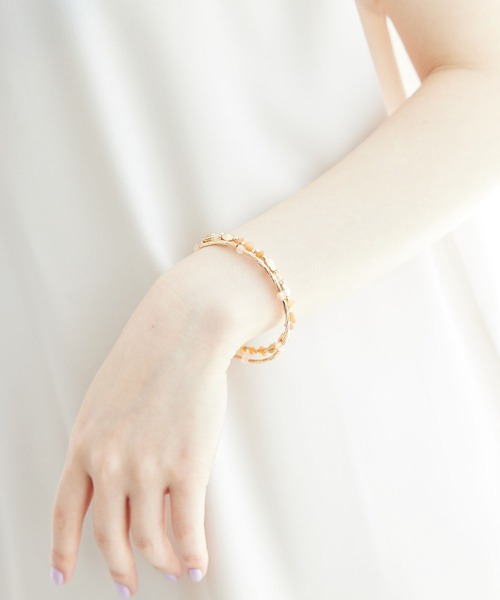 ROPE' PICNIC（ロペピクニック）の「天然石ミックスパーツ2連ブレスレット（ブレスレット・レディース・キナリ/オレンジ系その他・FREE）」の2枚目の写真
