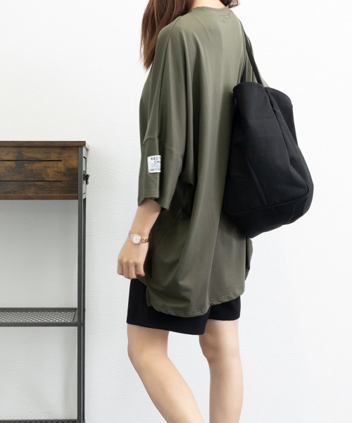 Miniministore(ミニミニストア)の「ビッグTシャツ 半袖オーバーサイズ 夏t(Tシャツ/カットソー・レディース・グレー/ブラック/カーキ/オレンジ・FREE)」の4枚目の写真