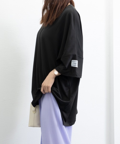 Miniministore(ミニミニストア)の「ビッグTシャツ 半袖オーバーサイズ 夏t(Tシャツ/カットソー・レディース・グレー/ブラック/カーキ/オレンジ・FREE)」の7枚目の写真