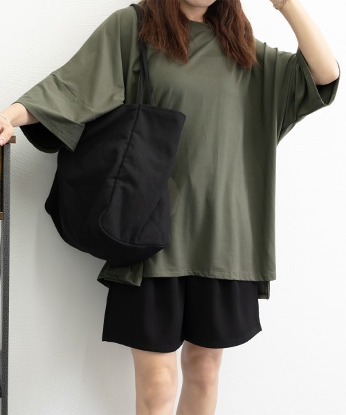 Miniministore(ミニミニストア)の「ビッグTシャツ 半袖オーバーサイズ 夏t(Tシャツ/カットソー・レディース・グレー/ブラック/カーキ/オレンジ・FREE)」の13枚目の写真