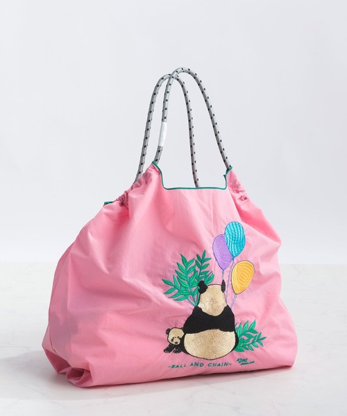 Ball&Chain（ボールアンドチェーン）の「[Ball&Chain]shopping bag-D.PANDA(L)（エコバッグ/サブバッグ・レディース・グレー/ピンク・L）」の4枚目の写真