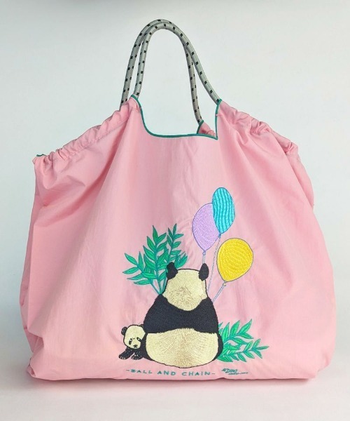 Ball&Chain（ボールアンドチェーン）の「[Ball&Chain]shopping bag-D.PANDA(L)（エコバッグ/サブバッグ・レディース・グレー/ピンク・L）」の11枚目の写真