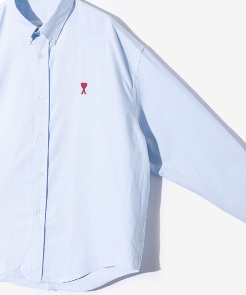 AMI Alexandre Mattiussi（アミアレクサンドルマテュッシ）の「AMI PARIS BOXY FIT SHIRT アミ パリス ボクシーフィット シャツ（シャツ/ブラウス・メンズ・ブルー/ホワイト・X-SMALL/MEDIUM/SMALL/LARGE）」の6枚目の写真