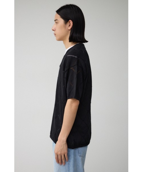 AZUL by moussy（アズールバイマウジー）の「透かし編みレイヤードニット（ニット/セーター・メンズ・ライトグレー/ブラック/グレー・MEDIUM/LARGE）」の8枚目の写真