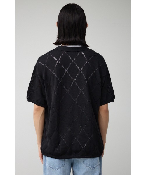 AZUL by moussy（アズールバイマウジー）の「透かし編みレイヤードニット（ニット/セーター・メンズ・ライトグレー/ブラック/グレー・MEDIUM/LARGE）」の7枚目の写真