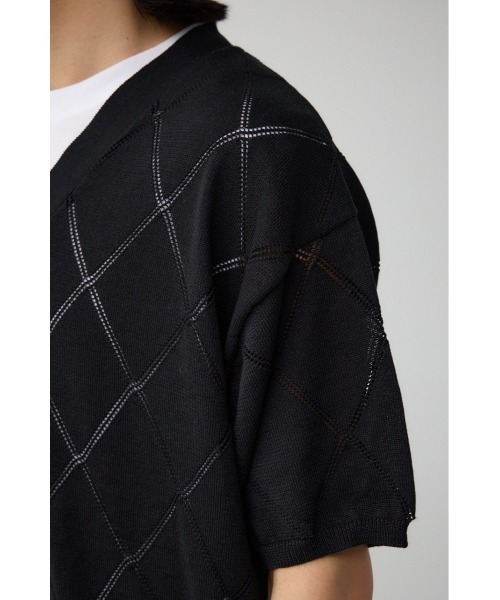 AZUL by moussy（アズールバイマウジー）の「透かし編みレイヤードニット（ニット/セーター・メンズ・ライトグレー/ブラック/グレー・MEDIUM/LARGE）」の5枚目の写真