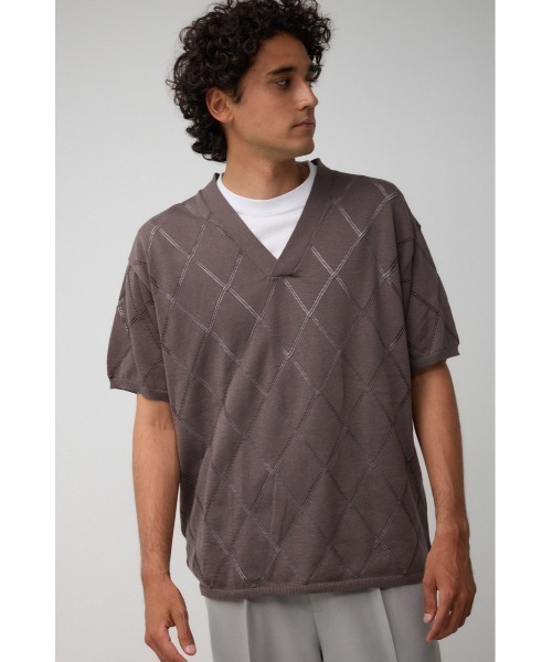 AZUL by moussy（アズールバイマウジー）の「透かし編みレイヤードニット（ニット/セーター・メンズ・ライトグレー/ブラック/グレー・MEDIUM/LARGE）」の21枚目の写真