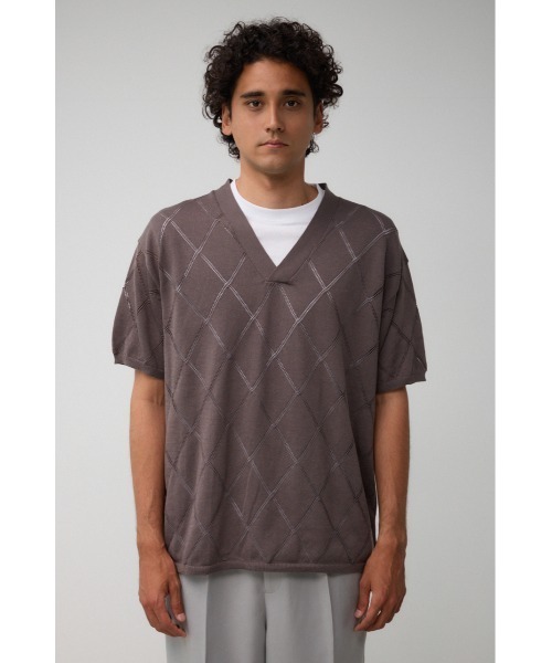 AZUL by moussy（アズールバイマウジー）の「透かし編みレイヤードニット（ニット/セーター・メンズ・ライトグレー/ブラック/グレー・MEDIUM/LARGE）」の18枚目の写真