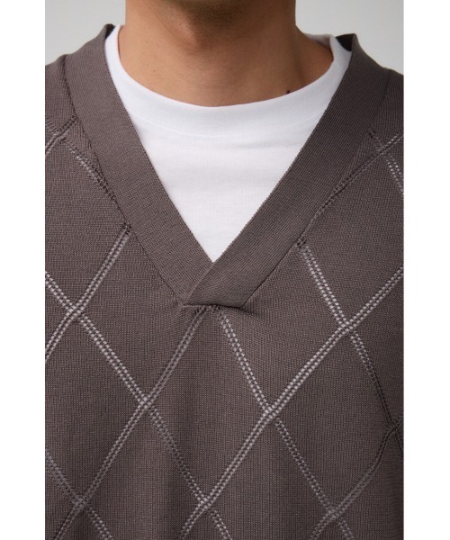 AZUL by moussy（アズールバイマウジー）の「透かし編みレイヤードニット（ニット/セーター・メンズ・ライトグレー/ブラック/グレー・MEDIUM/LARGE）」の15枚目の写真