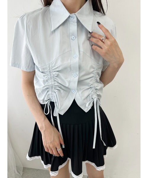 PHILLY(フィリー)の「【PHILLY】ダブルドロストブラウス(シャツ/ブラウス・レディース・ホワイト/ブルー・FREE)」の2枚目の写真