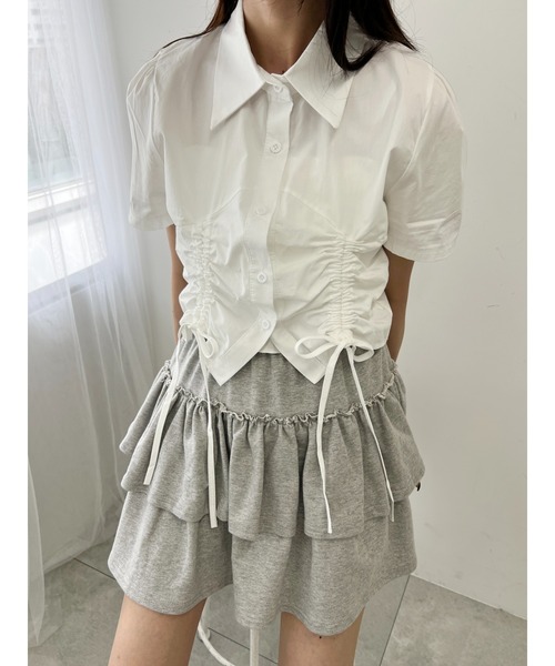 PHILLY(フィリー)の「【PHILLY】ダブルドロストブラウス(シャツ/ブラウス・レディース・ホワイト/ブルー・FREE)」の3枚目の写真