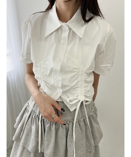 PHILLY(フィリー)の「【PHILLY】ダブルドロストブラウス(シャツ/ブラウス・レディース・ホワイト/ブルー・FREE)」の4枚目の写真