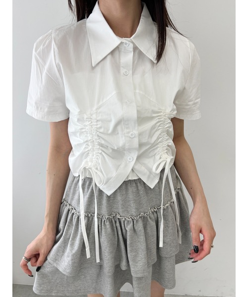 PHILLY(フィリー)の「【PHILLY】ダブルドロストブラウス(シャツ/ブラウス・レディース・ホワイト/ブルー・FREE)」の6枚目の写真