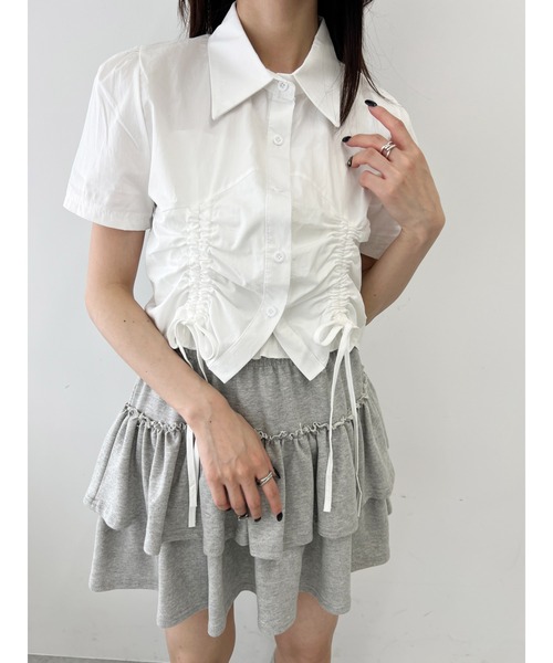 PHILLY(フィリー)の「【PHILLY】ダブルドロストブラウス(シャツ/ブラウス・レディース・ホワイト/ブルー・FREE)」の8枚目の写真