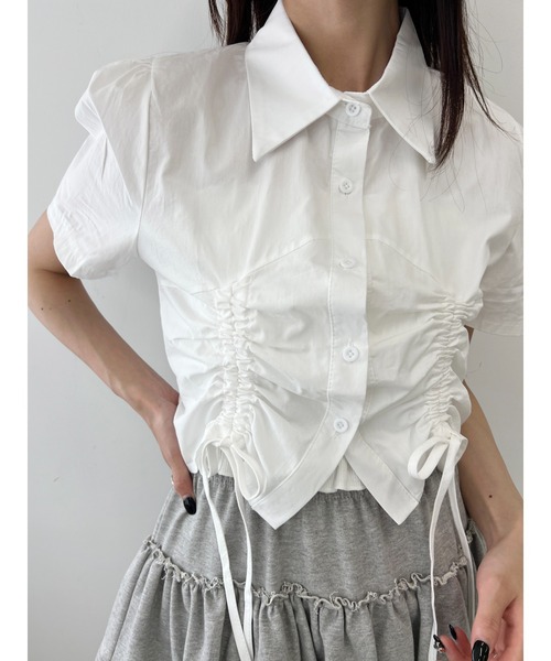 PHILLY(フィリー)の「【PHILLY】ダブルドロストブラウス(シャツ/ブラウス・レディース・ホワイト/ブルー・FREE)」の9枚目の写真