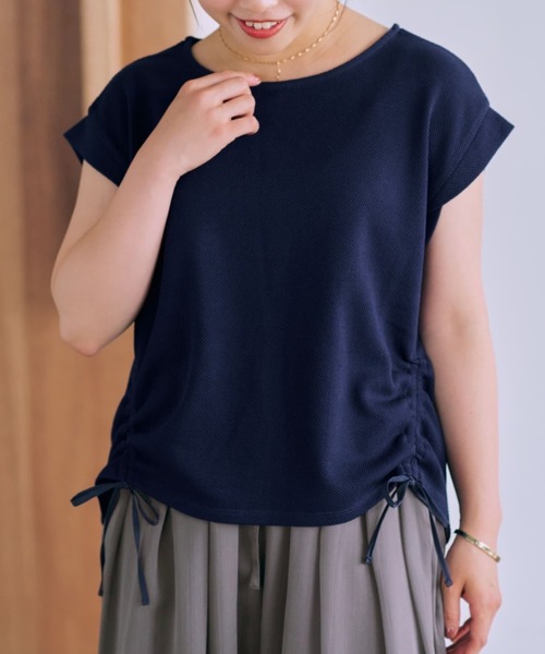 tシャツ カノコサイドドロストカットトップス「低身長・小柄女性」 レディース tシャツ カノコサイドドロストカットトップス「低身長・小柄女性