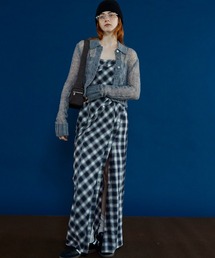 MAISON SPECIAL | Button Slit Checkered Camisole Maxidresses/ボタンスリットチェックキャミワンピース【MAISON SPECIAL/メゾンスペシャル】(ワンピース)