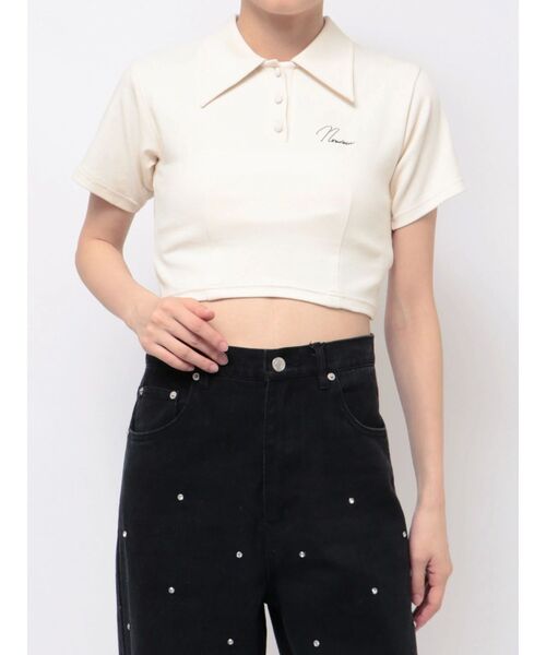 EATME(イートミー)の「シャツカラーショートTOP(Tシャツ/カットソー・レディース・ブラック/その他1/オフホワイト・FREE)」の7枚目の写真