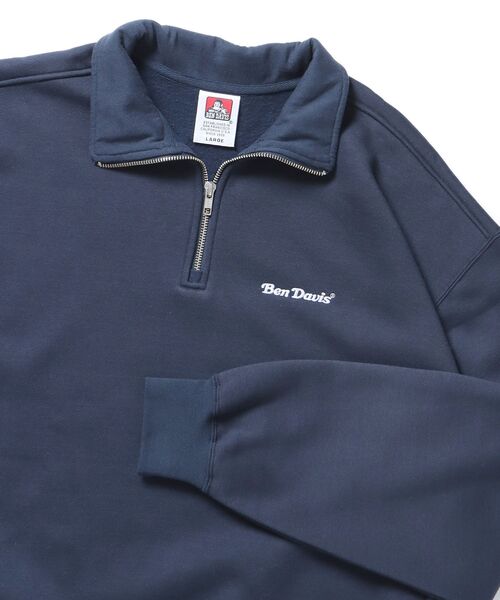 BEN DAVIS（ベンデイビス）の「【BEN DAVIS（ベンデイビス）】HEAVY SWEAT HALF ZIP / 刺繍 オーバーサイズ ワンポイント シンプル ヘビーウエイト 裏起毛（スウェット・メンズ・ブラウン/オフホワイト/アッシュグレー/ブラック/ネイビー/ブルーグレー・X-LARGE/LARGE/MEDIUM）」の6枚目の写真