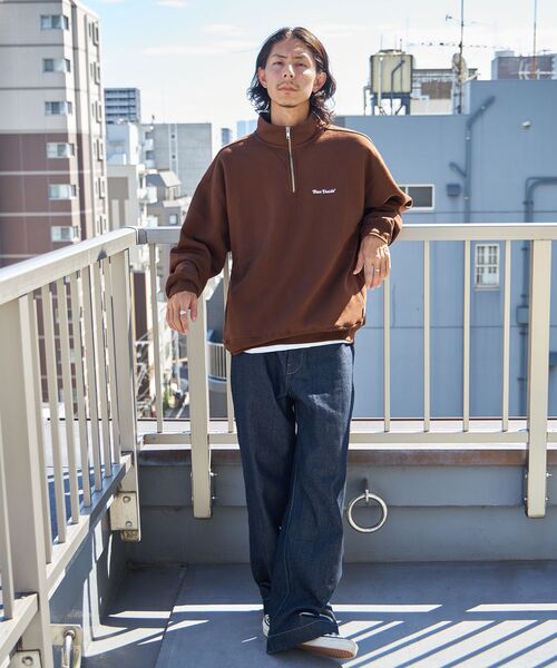 BEN DAVIS（ベンデイビス）の「【BEN DAVIS（ベンデイビス）】HEAVY SWEAT HALF ZIP / 刺繍 オーバーサイズ ワンポイント シンプル ヘビーウエイト 裏起毛（スウェット・メンズ・ブラウン/オフホワイト/アッシュグレー/ブラック/ネイビー/ブルーグレー・X-LARGE/LARGE/MEDIUM）」の18枚目の写真