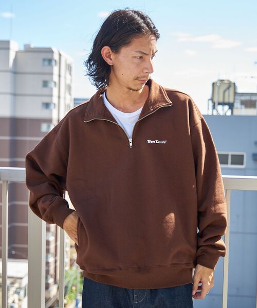 BEN DAVIS（ベンデイビス）の「【BEN DAVIS（ベンデイビス）】HEAVY SWEAT HALF ZIP / 刺繍 オーバーサイズ ワンポイント シンプル ヘビーウエイト 裏起毛（スウェット・メンズ・ブラウン/オフホワイト/アッシュグレー/ブラック/ネイビー/ブルーグレー・X-LARGE/LARGE/MEDIUM）」の22枚目の写真