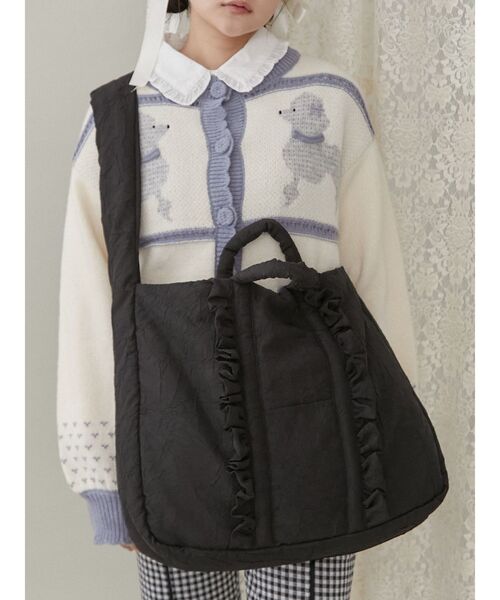 merry jenny（メリージェニー）の「2wayフリルトート（トートバッグ・レディース・オフホワイト/ブラック・FREE）」の16枚目の写真