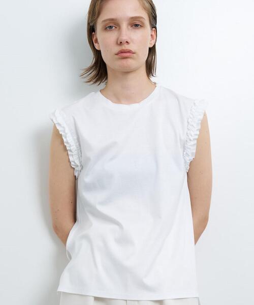 【セール】ポイントフリルノースリーブカットソー（Tシャツ/カットソー）｜LANVIN en Bleu（ランバンオンブルー） 10,010円