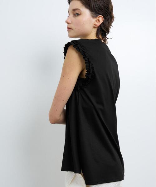 【セール】ポイントフリルノースリーブカットソー（Tシャツ/カットソー）｜LANVIN en Bleu（ランバンオンブルー）