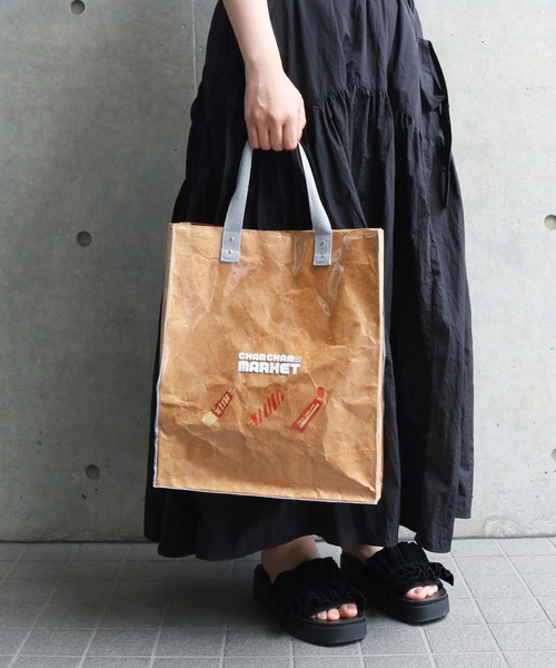 ACCOMMODE(アコモデ)の「CHAMCHAM MARKET / クラフトトートバッグ(トートバッグ・レディース・グリーン/オレンジ/グレー・FREE)」の2枚目の写真
