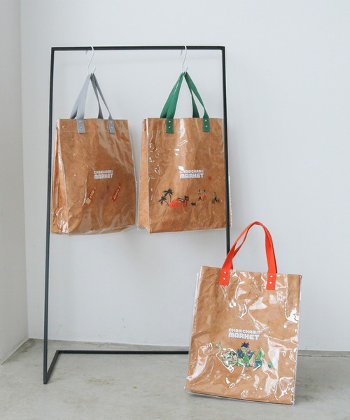 ACCOMMODE(アコモデ)の「CHAMCHAM MARKET / クラフトトートバッグ(トートバッグ・レディース・グリーン/オレンジ/グレー・FREE)」の4枚目の写真