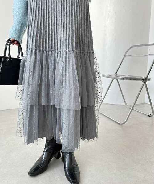 GeeRA（ジーラ）の「チュールドッキングニットプリーツスカート（スカート・レディース・ブラック/グレー・MEDIUM/LARGE/X-LARGE）」の11枚目の写真