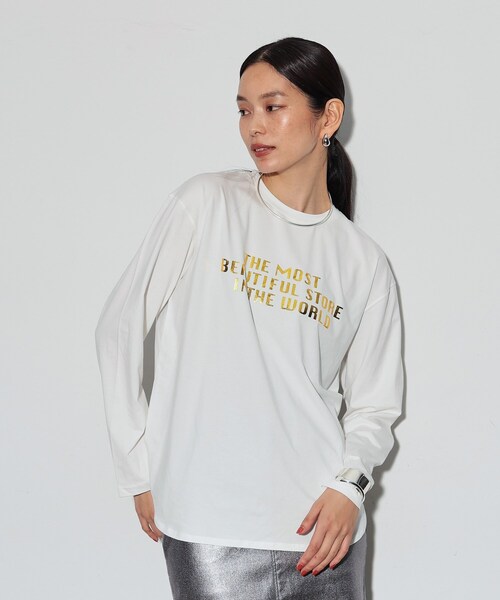GALLEST（ギャレスト）の「◆箔ロゴプリントロングTシャツ（Tシャツ/カットソー・レディース・ブラック/ホワイト・38）」の3枚目の写真