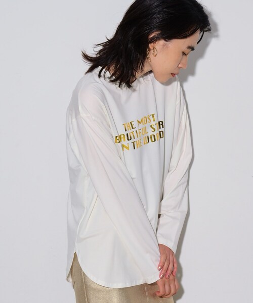 GALLEST（ギャレスト）の「◆箔ロゴプリントロングTシャツ（Tシャツ/カットソー・レディース・ブラック/ホワイト・38）」の9枚目の写真