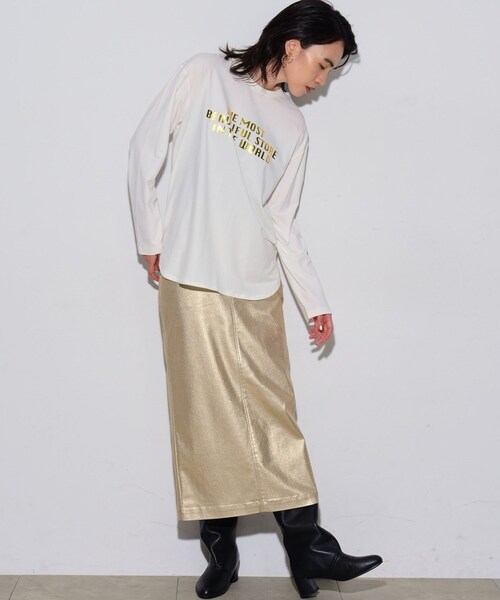 GALLEST（ギャレスト）の「◆箔ロゴプリントロングTシャツ（Tシャツ/カットソー・レディース・ブラック/ホワイト・38）」の10枚目の写真