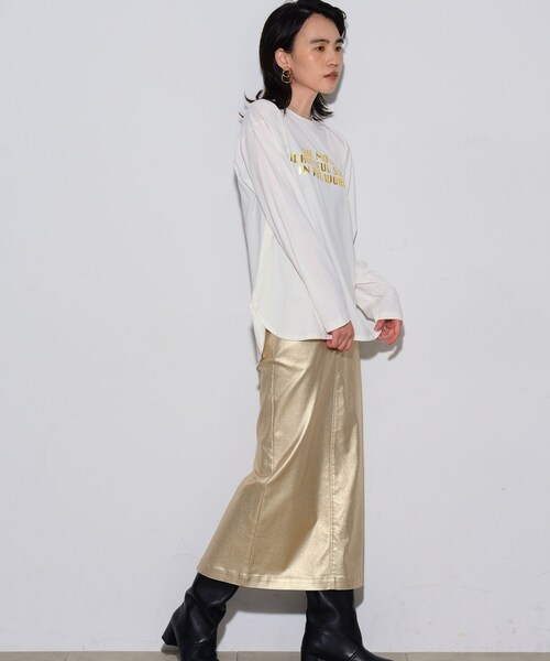 GALLEST（ギャレスト）の「◆箔ロゴプリントロングTシャツ（Tシャツ/カットソー・レディース・ブラック/ホワイト・38）」の11枚目の写真