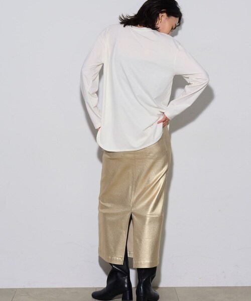 GALLEST（ギャレスト）の「◆箔ロゴプリントロングTシャツ（Tシャツ/カットソー・レディース・ブラック/ホワイト・38）」の12枚目の写真