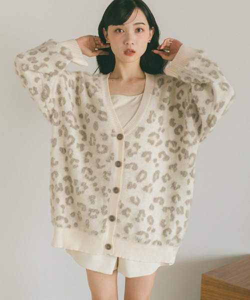 VANNIE U(ヴァニーユー)の「レオパードシャギーニットカーディガン(カーディガン/ボレロ・レディース・ブラック/ブルー/ベージュ・FREE)」の4枚目の写真