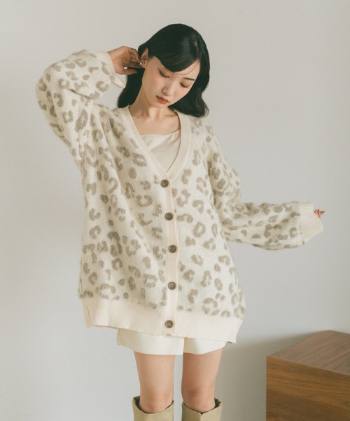 VANNIE U(ヴァニーユー)の「レオパードシャギーニットカーディガン(カーディガン/ボレロ・レディース・ブラック/ブルー/ベージュ・FREE)」の10枚目の写真