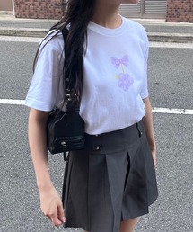 リボン×フルーツプリント半袖Tシャツ