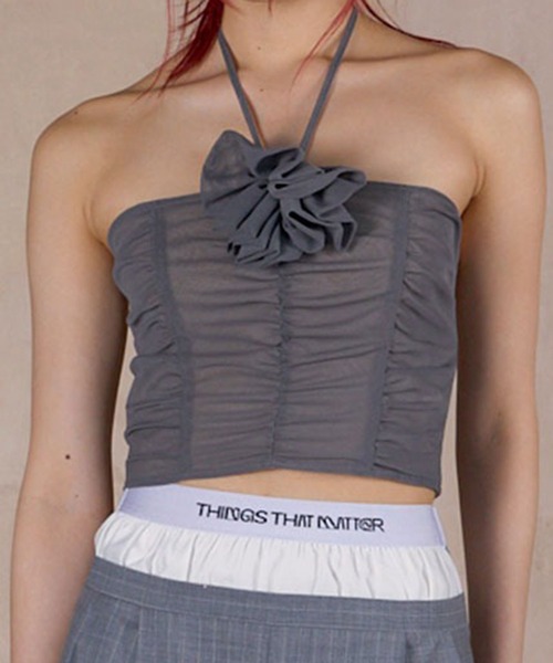 THINGS THAT MATTER（シングス ザット マター）の「TULLE BUSTIER with CORSAGE / チュールビスチェウィズコサージュ（チューブトップ・レディース・ブラック/ベージュ・FREE）」の17枚目の写真