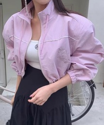 lilful（リルフル）の「パイピング ライン スタンドネック ナイロン ショート ブルゾン（ナイロンジャケット）」