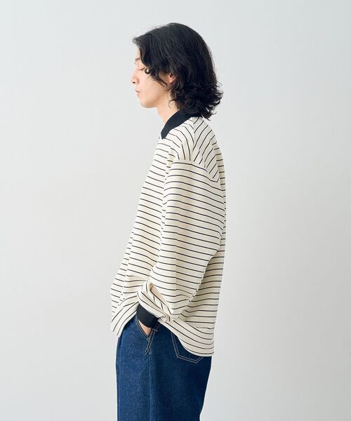 CRAFT STANDARD BOUTIQUE（クラフトスタンダードブティック）の「リップルボーダーポロシャツ（スウェット・メンズ・ブラック/アイボリー/ベージュ・XL/L/M）」の5枚目の写真