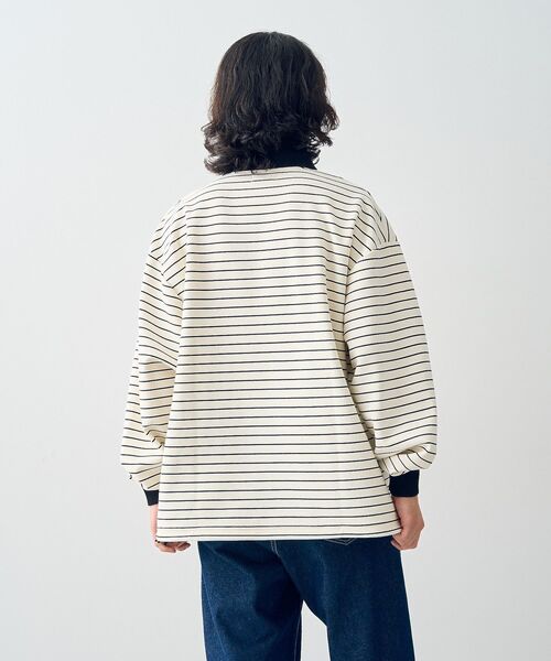 CRAFT STANDARD BOUTIQUE（クラフトスタンダードブティック）の「リップルボーダーポロシャツ（スウェット・メンズ・ブラック/アイボリー/ベージュ・XL/L/M）」の6枚目の写真